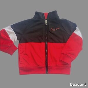 NIKE || Toddler Black, Red & White Full-Zip Track Jacket-